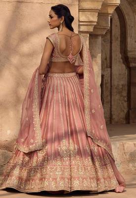 Enchanting Dusty rose Fancy fabric Zari and Sequins Embrodered Indian wedding lehenga Choli dress 3