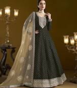 black new arrival chanderi butti ready-made suit with santool inner & bottom and net dupatta