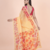 Yellow coloured  floral styled digital printed with  lace border supernet saree with blouse