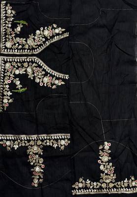 black soft georgette leheriya print sequin work saree 5