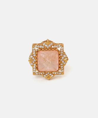 Gold plated kundan pink stones ring 3