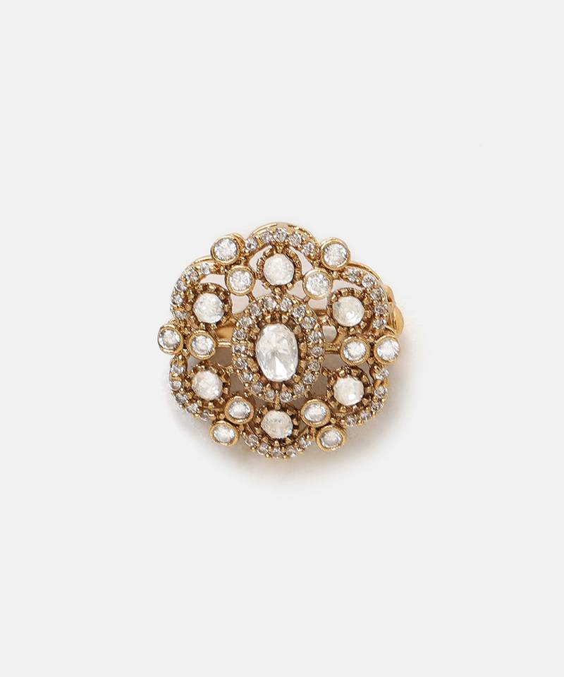 Gold plated kundan brooch