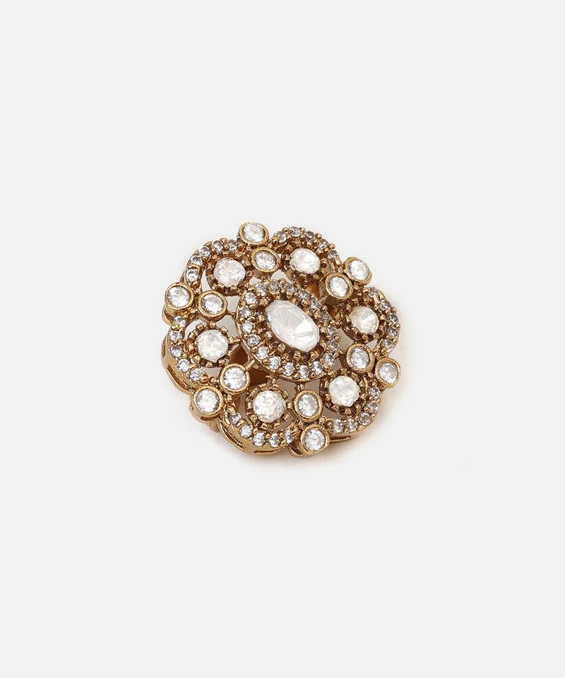 Gold plated kundan brooch