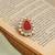 Gold plated kundan red stones brooch