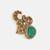 Gold plated kundan green stones brooch