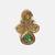 Gold plated kundan green stones brooch