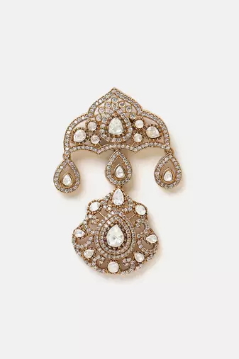 Gold plated kundan brooch