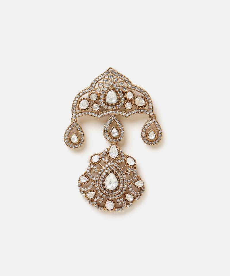 Gold plated kundan brooch