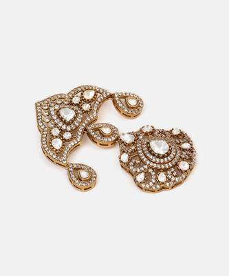 Gold plated kundan brooch 4