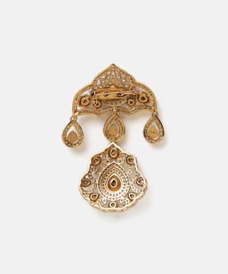 Gold plated kundan brooch 5