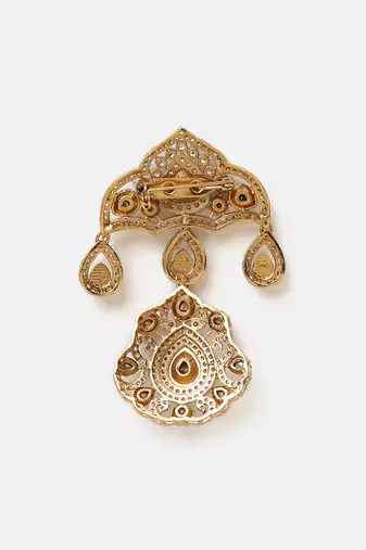 Gold plated kundan brooch