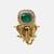 Gold plated kundan green stones brooch