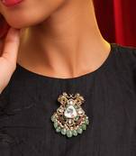 Gold plated kundan multicolor stones brooch