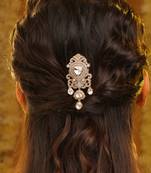 Gold plated kundan hair clip