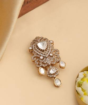 Gold plated kundan hair clip 2