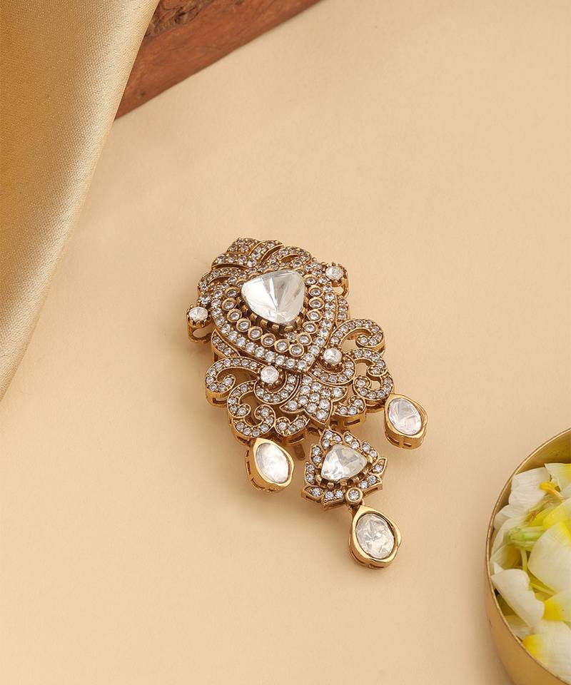 Gold plated kundan hair clip