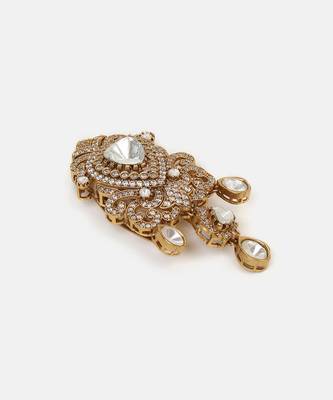 Gold plated kundan hair clip 4