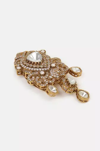 Gold plated kundan hair clip