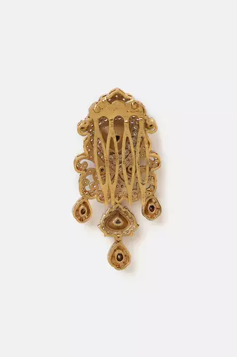 Gold plated kundan hair clip