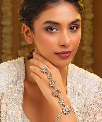Gold plated kundan haath phool 1