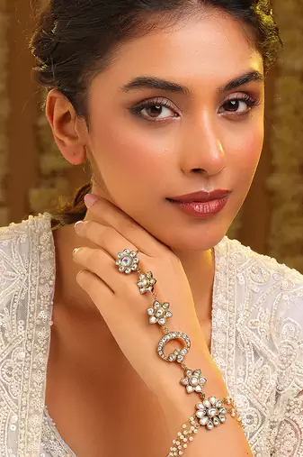 Gold plated kundan haath phool