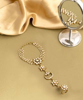 Gold plated kundan haath phool 2