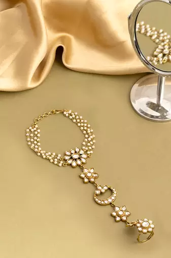 Gold plated kundan haath phool