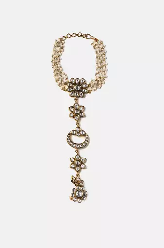 Gold plated kundan haath phool