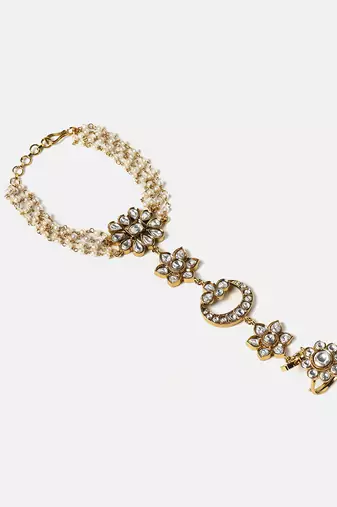 Gold plated kundan haath phool