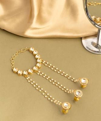 Gold plated kundan haath phool 2