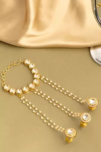 Gold plated kundan haath phool