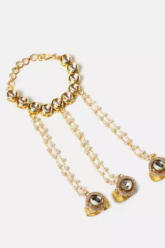 Gold plated kundan haath phool