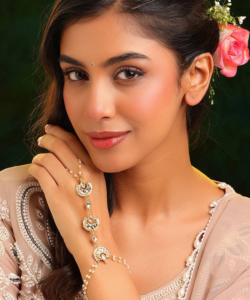 Gold plated kundan haath phool