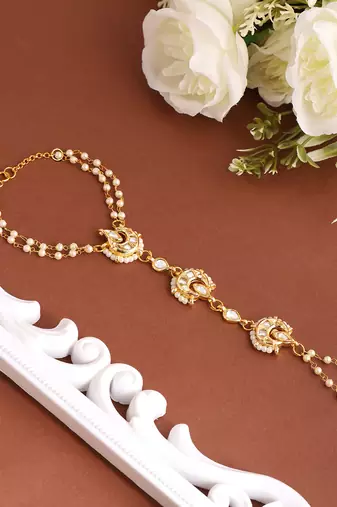 Gold plated kundan haath phool