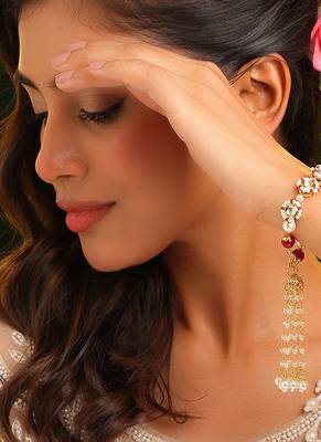 Gold plated kundan multicolor stones bracelet 1
