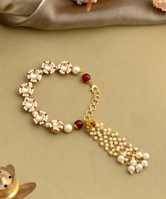 Gold plated kundan multicolor stones bracelet 2