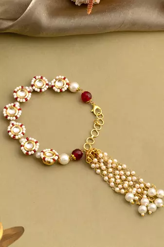 Gold plated kundan multicolor stones bracelet