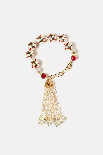 Gold plated kundan multicolor stones bracelet