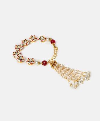Gold plated kundan multicolor stones bracelet 4