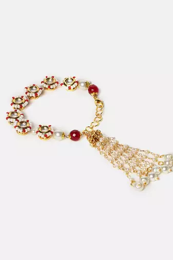 Gold plated kundan multicolor stones bracelet