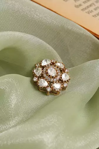 Gold plated kundan hair clip