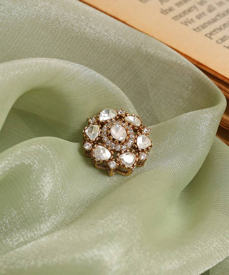 Gold plated kundan hair clip