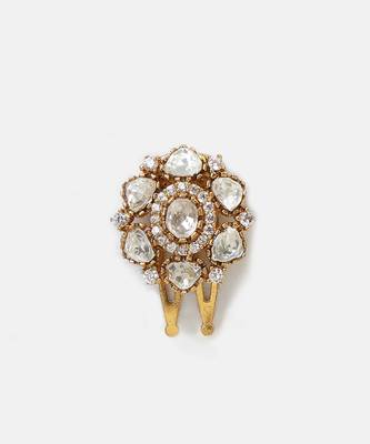 Gold plated kundan hair clip 3