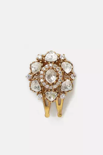 Gold plated kundan hair clip
