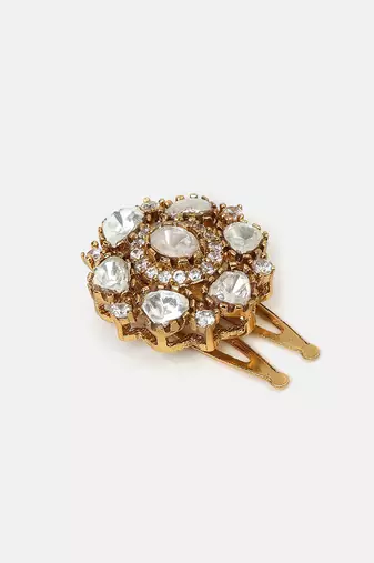 Gold plated kundan hair clip