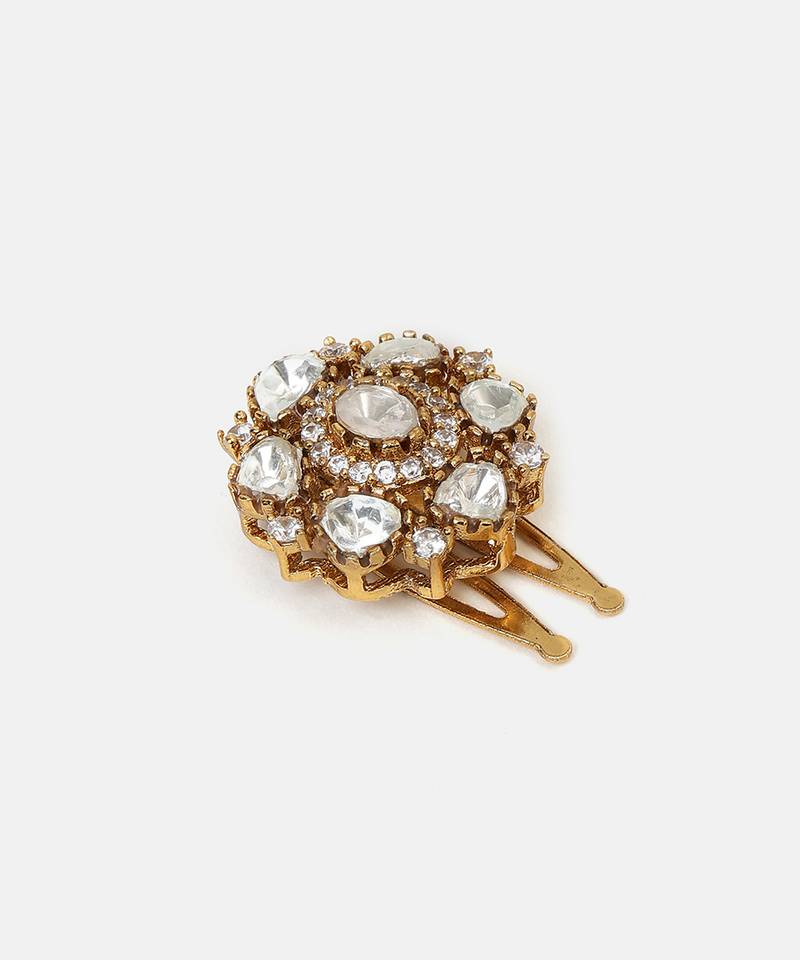 Gold plated kundan hair clip