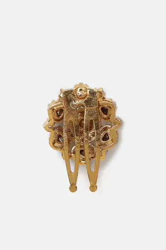 Gold plated kundan hair clip