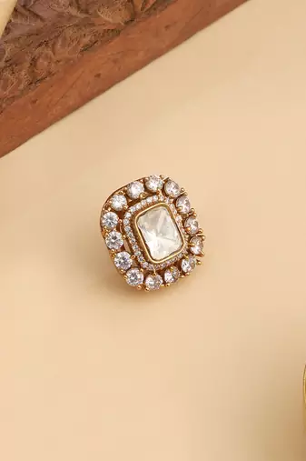 Gold plated kundan hair clip