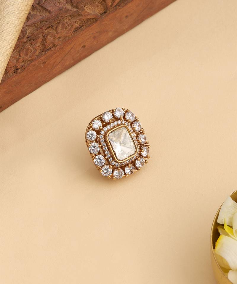 Gold plated kundan hair clip