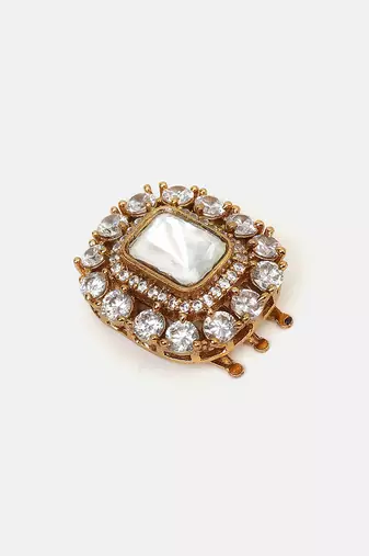 Gold plated kundan hair clip